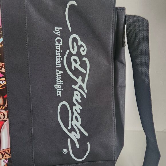 NEW Y2K Ed Hardy Christian Audigier Messenger Crossbody Bag Black Skulls VINTAGE - Picture 14 of 16